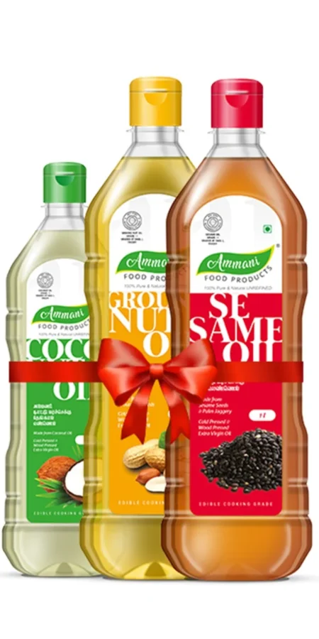 Combo 1 (Buy 1/2 Litre Coconut Oil + 1 Litre Sesame Oil + 1 Litre Groundnut Oil)
